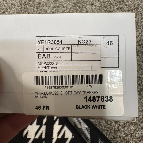 BALMAIN Women's Sleeveless Houndstooth Halterneck Mini Dress Size 46/ US 14 - Picture 13 of 15